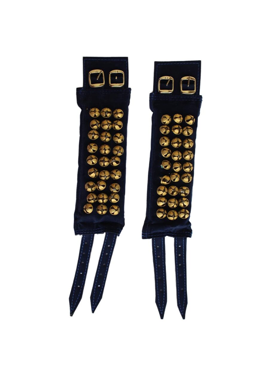 Brass Ghungroo Ankle Bells with Blue Velvet Pad