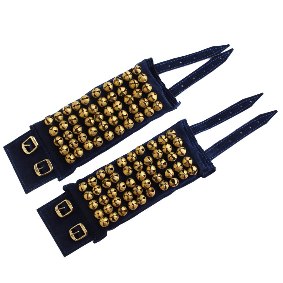 Brass Ghungroo Ankle Bells with Blue Velvet Pad