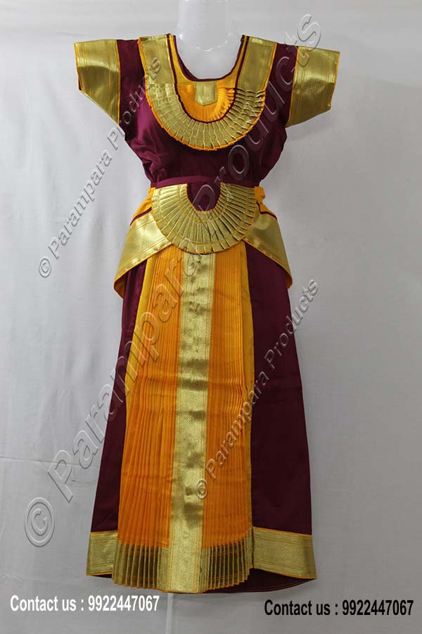 Bharathanatyam Skirt dress - Cherry and Yellow