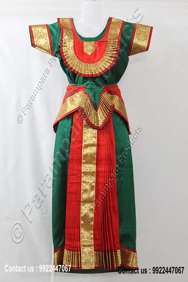 Bharathanatyam Skirt dress - Green and Red